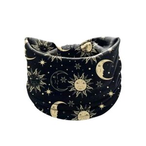 Luna Sun Moon Yoga Headband Bohemian Hair Band Black Wide Hair Band Sporty Black